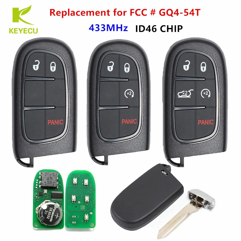 

KEYECU Replacement Remote Fobik Key FOB 433MHz 46Chip for RAM 1500 2500 3500 2013-2017 FCC ID: GQ4-54T