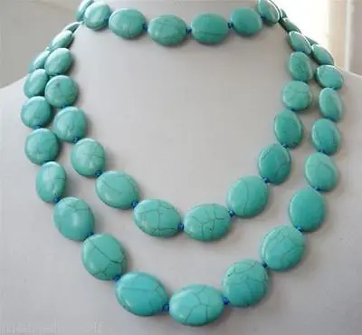 

Hot sale Free Shipping>>>>>Charming 13x18mm sky bule Turkey fine stone oval necklace 50