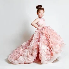 Pink Girl Pageant Dress Ball Gown Straps Angle Children Wedding Dress For Girls Custom Made Birthday Party Girl Dress CH-1039 children girls new luxury birthday wedding party ball gown dress kids fashion pink blue color front shor back long pageant dress