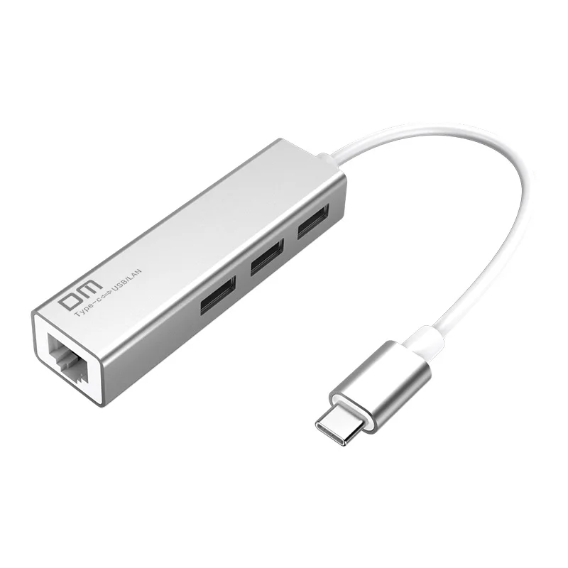 

DM USB C to Ethernet Adapter with Type C USB 2.0 HUB 3 Ports RJ45 Network Card Lan Adapter for Macbook USB-C Type
