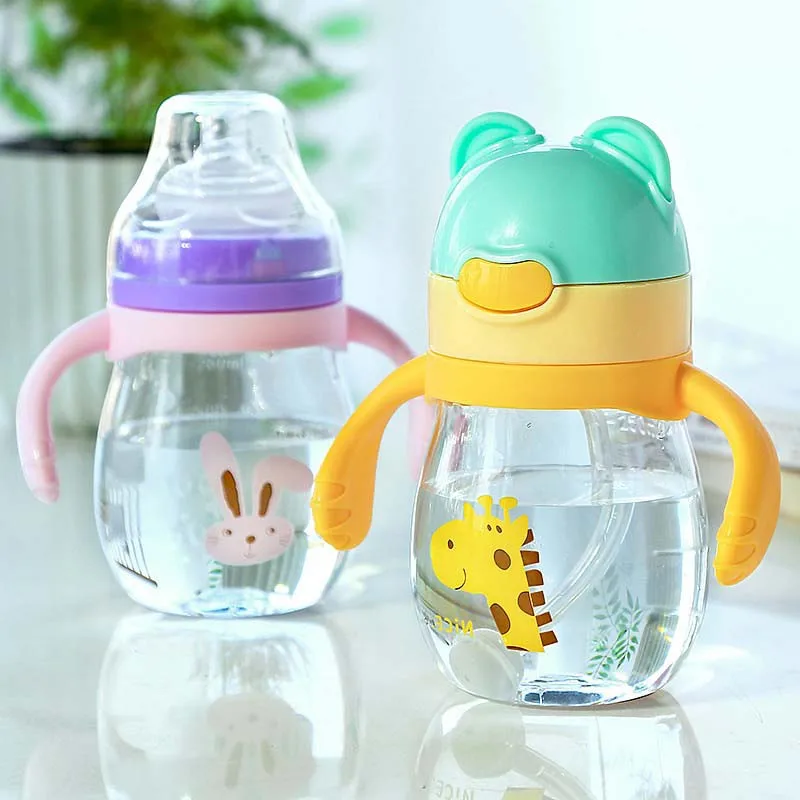 BPA бесплатно 2 использования бутылочки для кормления младенцев бутылочка для кормления молока чашка для воды Забота о трубочке тренировочная чашка с соломинкой и соской 320 мл