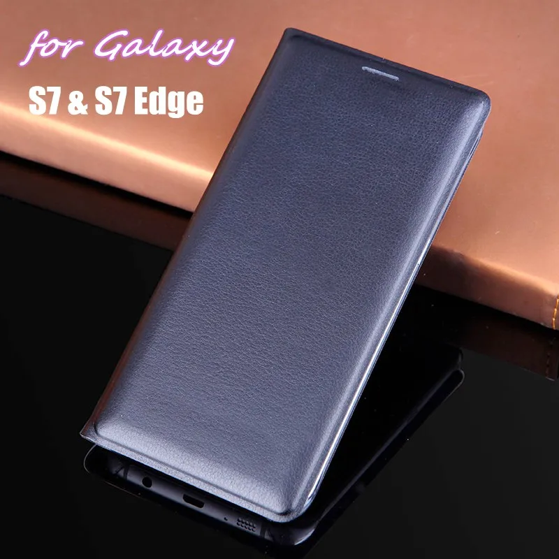 

Slim Wallet Holster Leather Case Shell Flip Cover Card Holder Sleeve Bag For Samsung Galaxy S7 G930F G930H / S7 Edge G935F G935H