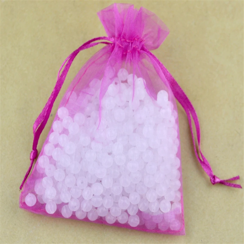 wholesale 100pcs 13x18cm Organza gift bags Hot pink color