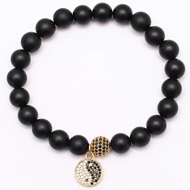 Mcllroy Buddha Bangle New Men Jewelry Bracelet Micro Pave Cz Ball Mcllroy Buddha Bangle New Men Jewelry Bracelet Micro Pave Cz Ball Yin Yang Charm 8 Mm
