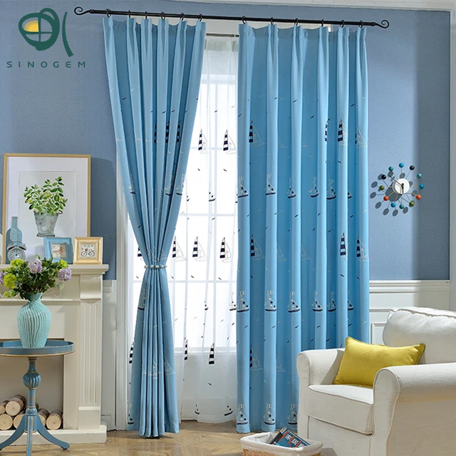 sinogem sailboat contemporary style window curtain living room boys