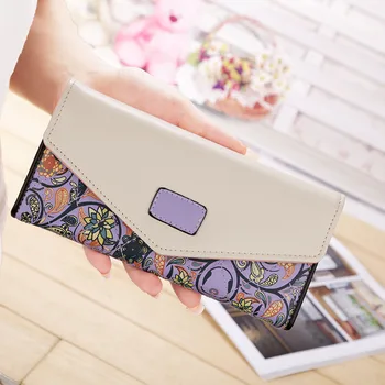 

1 Pcs Womens Floral Envelope Purses PU Leather Long Handbag Ladies Bag Card Wallet New