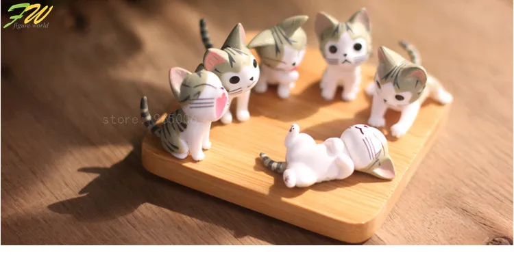 6 шт./лот) миниатюрные фигурки котов с сыром, игрушки, Милая модель, детские игрушки 4 см, ПВХ, японское аниме, детские фигурки, мир 151208