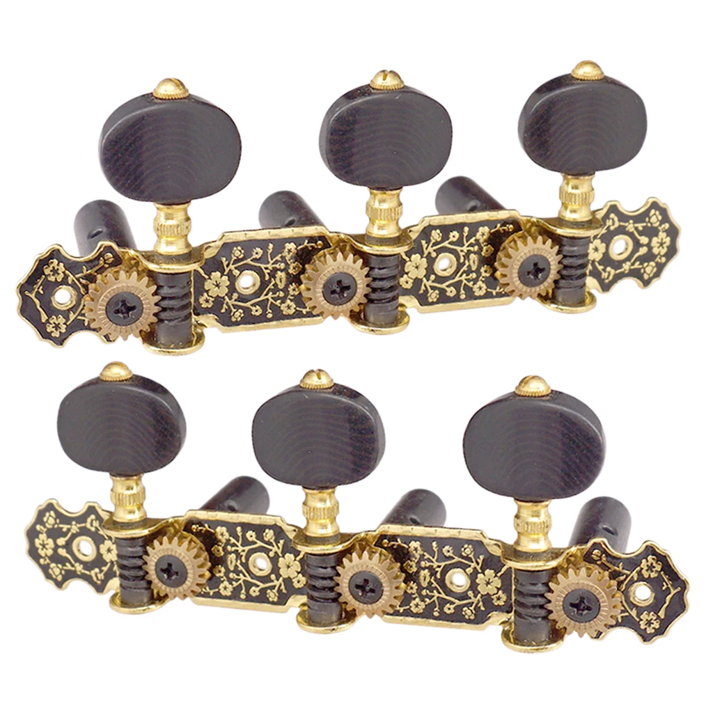 2pcs Gold&Black Plate Classical Guitar Strings Tuning Pegs Keys Tuners Musical Stringed Instruments for Classical Guitars Parts