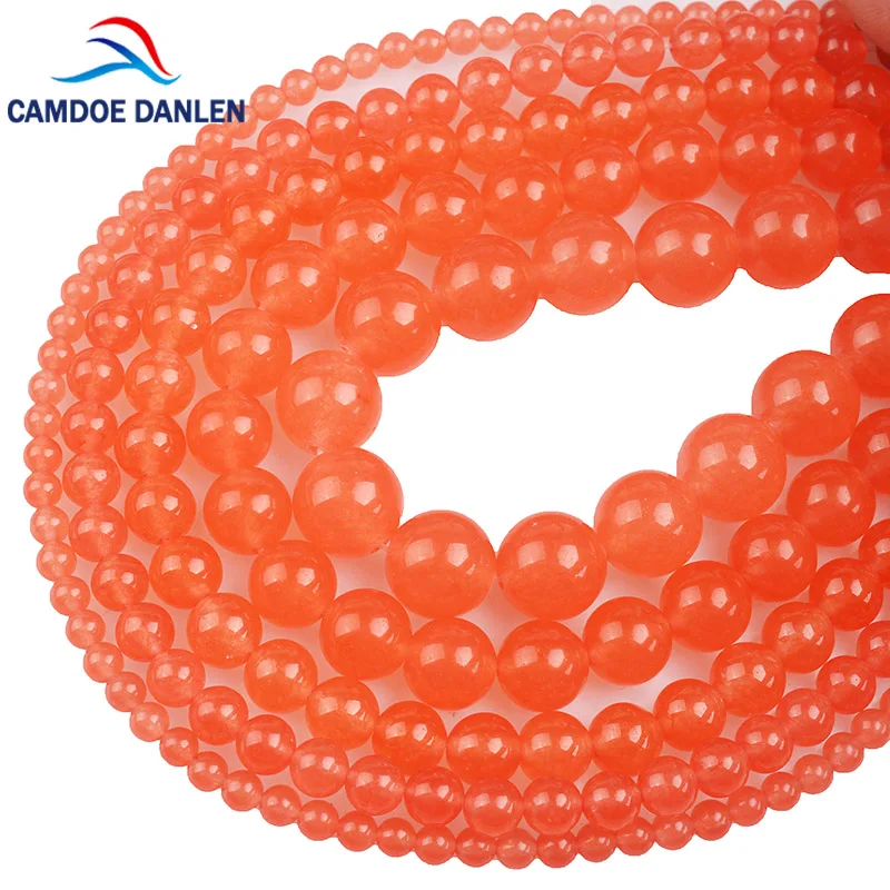 

Natural Stone Orange Red Chalcedony Stone Round Beads 4 6 8 10 12MM DIY Beads Gifts For Women Jewelry Bracelet Necklace Making