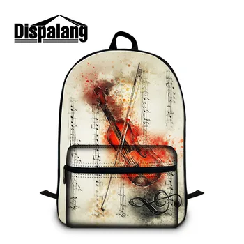 

dispalang art violin daily backpack with double zippers adults satchel custom bookbag for high school student cotton day bag boy