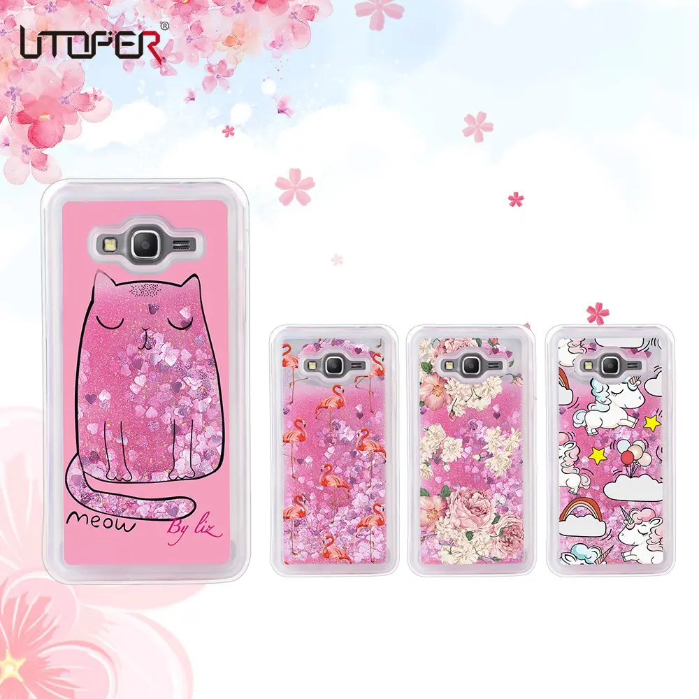 UTOPER Luxury Unicorn Case For Samsung Galaxy J2 Prime Liquid Glitter G530 Grand 2016 Coque |