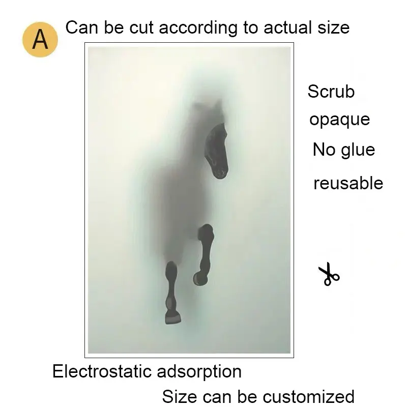 3D эффект заказной конь олень стеклянная пленка оконная наклейка статическая самоклеящаяся пленка спальня офисная дверь конфиденциальная наклейка домашний декор - Цвет: 80cm(w)x120cm(h) A