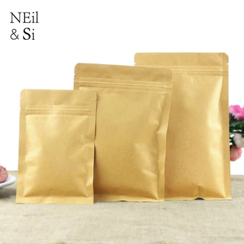 

Zip Lock Kraft Paper Bag Candy Gift Dried Food Fruit Tea Spice Coffee Beans Packaging Pouches Zipper Sealing Bags Free Shipping
