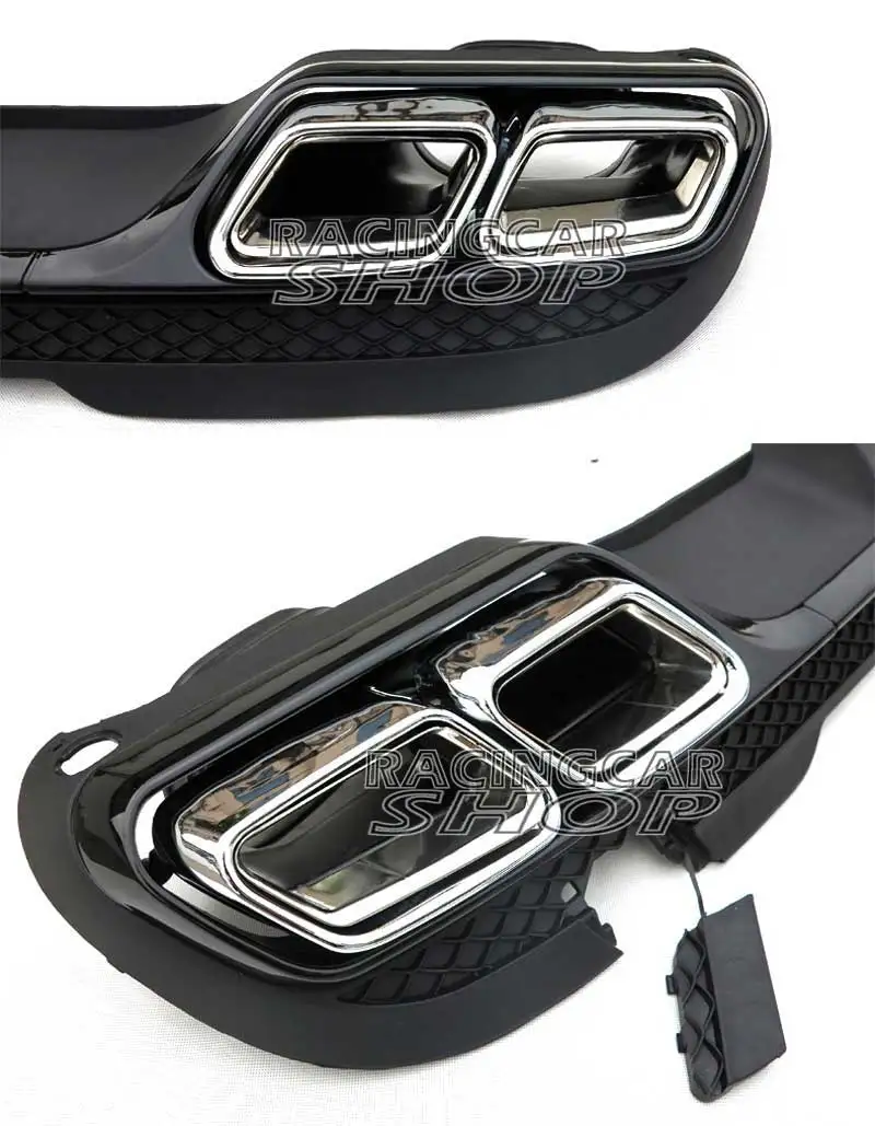 E63 Style Black Series diffuser/Exhaust Tips combo For Mercedes W212 E-Class E200 E220 E250 E300 E350  E500 E550 AMG Sport Bumper 2014UP