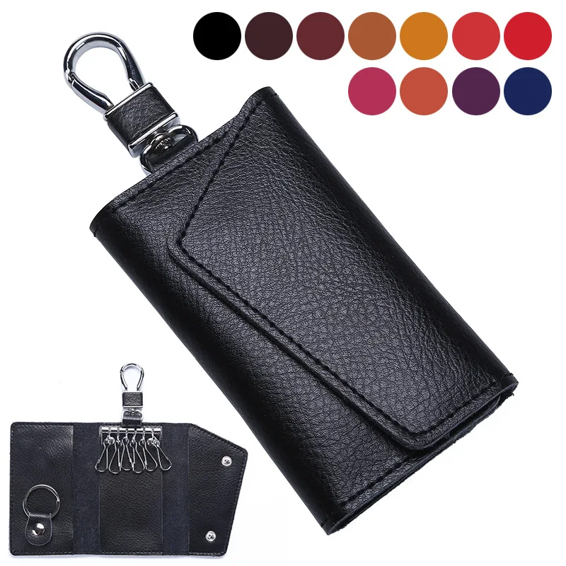 

Genuine Cow Leather Men Women Key Wallets Fashion Quality Buckle Multifunction Key Bag Housekeeper Holders Keys Organizer Case