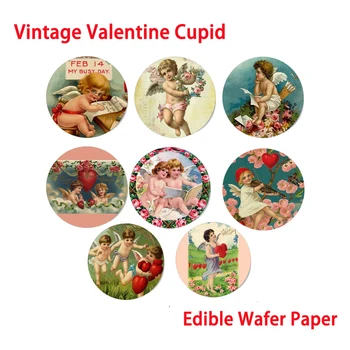 

Vintage Cupid Edible Wafer Paper For Valentine's Day Cup Cake Topper Cake Decorating Tools Festival Kitchen Baking Supply