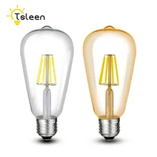 Дешевые 110V 220V ST64 Винтаж светодиодный светильник E27 Ретро светодиодный нити светильник Лампочка 8 Вт 12 Вт 16 Вт Стекло Эдисон Lamparas СИД УДАРА золотые украшения