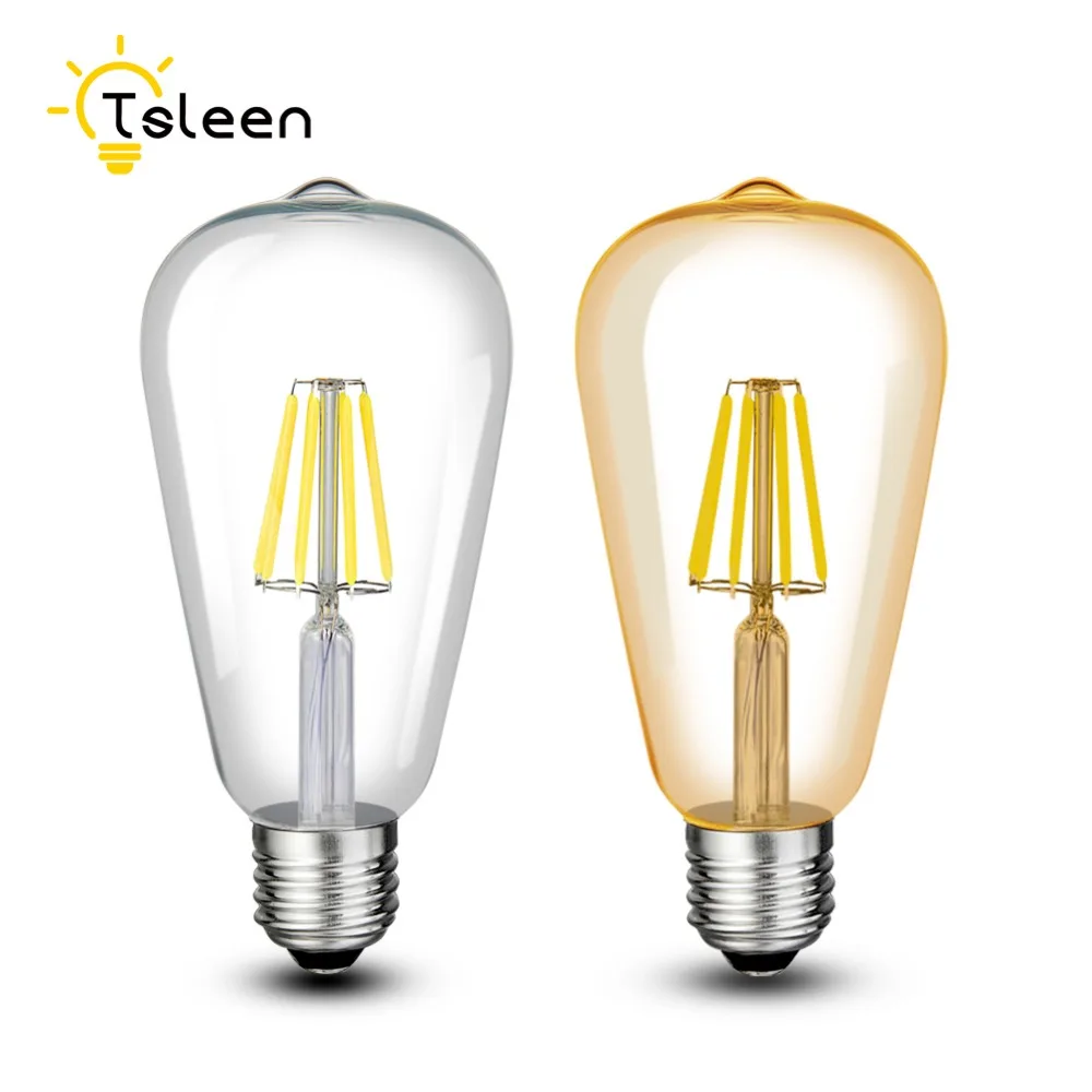 Cheap 110V 220V ST64 Vintage Led Lamp E27 Retro LED Filament Light Bulb 8W 12W 16W Glass Edison Lamparas COB Gold Decoration Cheap 110V 220V ST64 Vintage Led Lamp E27 Retro LED Filament Light Bulb 8W 12W 16W Glass Edison Lamparas COB Gold Decoration