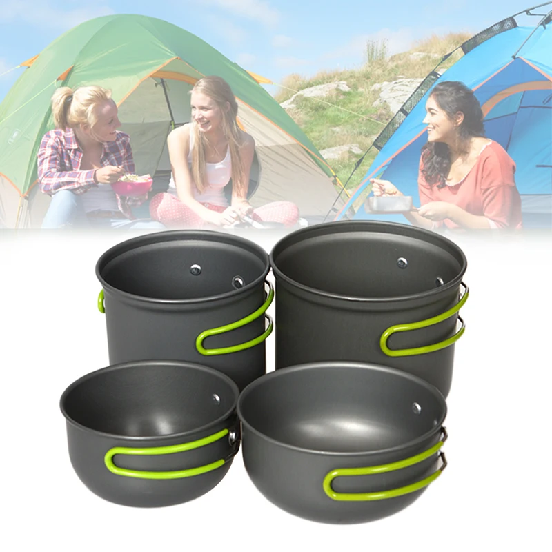 4pcs/Set Ultralight Camping Cookware Utensils Outdoor Tableware Set