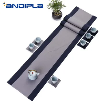 

Japanese Style Linen Solid Color Table Runner Tea Ceremony Tea Mats Kung Fu Tea Set Creative Home Ornament Vintage Tableware