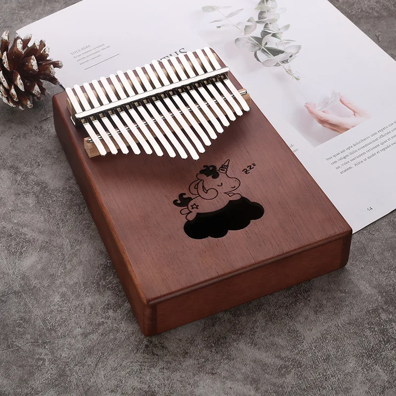 

ins Carton Kalimba 17 Key Kalimba Mahogany Thumb Piano Mbira Natural Mini Keyboard Instrument Boy Girl Holiday gifts