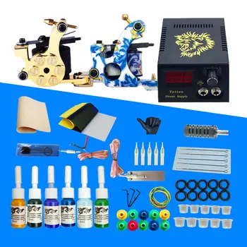 

2 Machine Guns Complete Tattoo Kit Colors Inks Kit Tattooing Needles Power Supply Disposable Supplies Tattoo Kit Professional