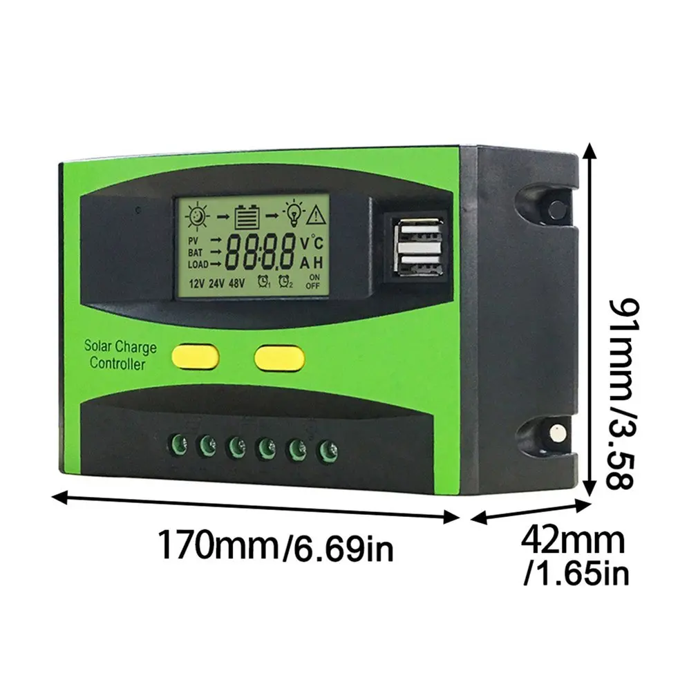 12/24V Solar Controller With Lcd Display Controller Solar Panel Work Dual Usb Regulator Output Charge Solar Auto Lcd