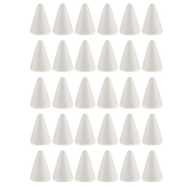 24 Pack Foam Cones for Crafts, DIY Art Projects, Handmade Gnomes, Trees,  Holiday Decorations (2 x 4 In, White)