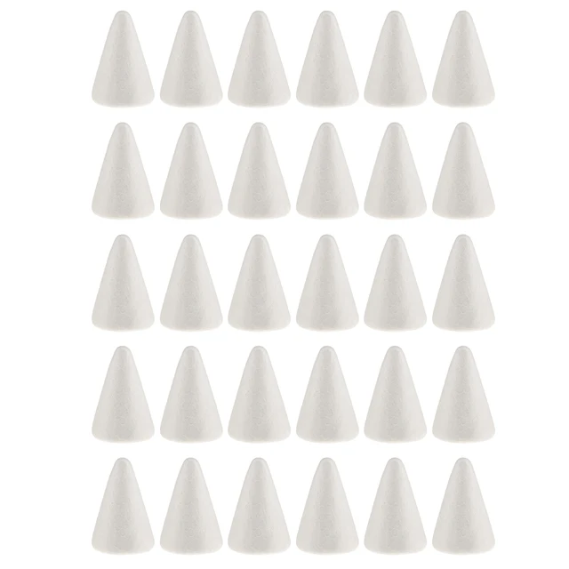 Craft Foam Cone - 30-Pack Polystyrene Foam Cones Smooth Craft for Sculpture, Modeling, DIY for Crafts, , Floral Arrangement (70-150mm), Size: As