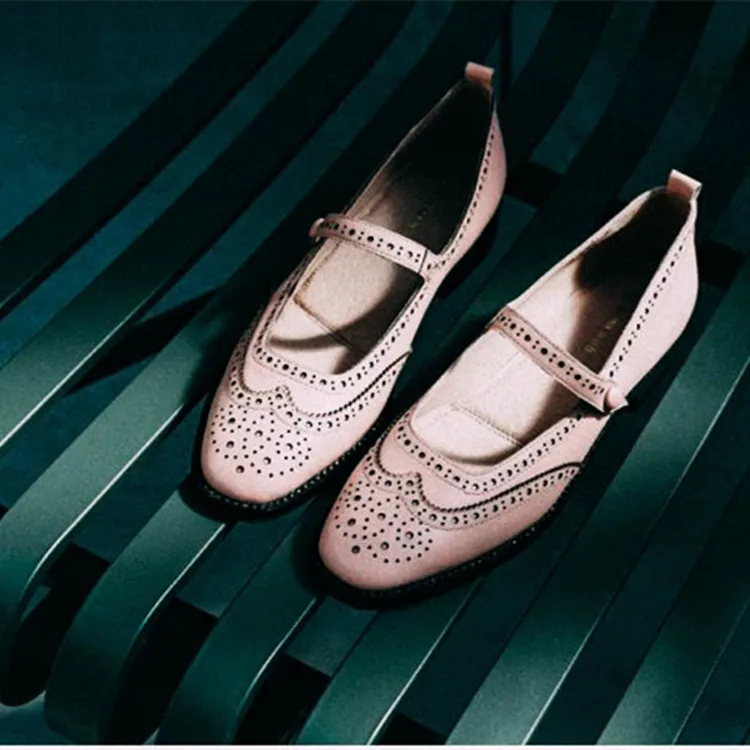 

Womens Leather Square Toe Casual Flat Chic Shoes Brogue Mary Jane Wing Tip Sizes A14