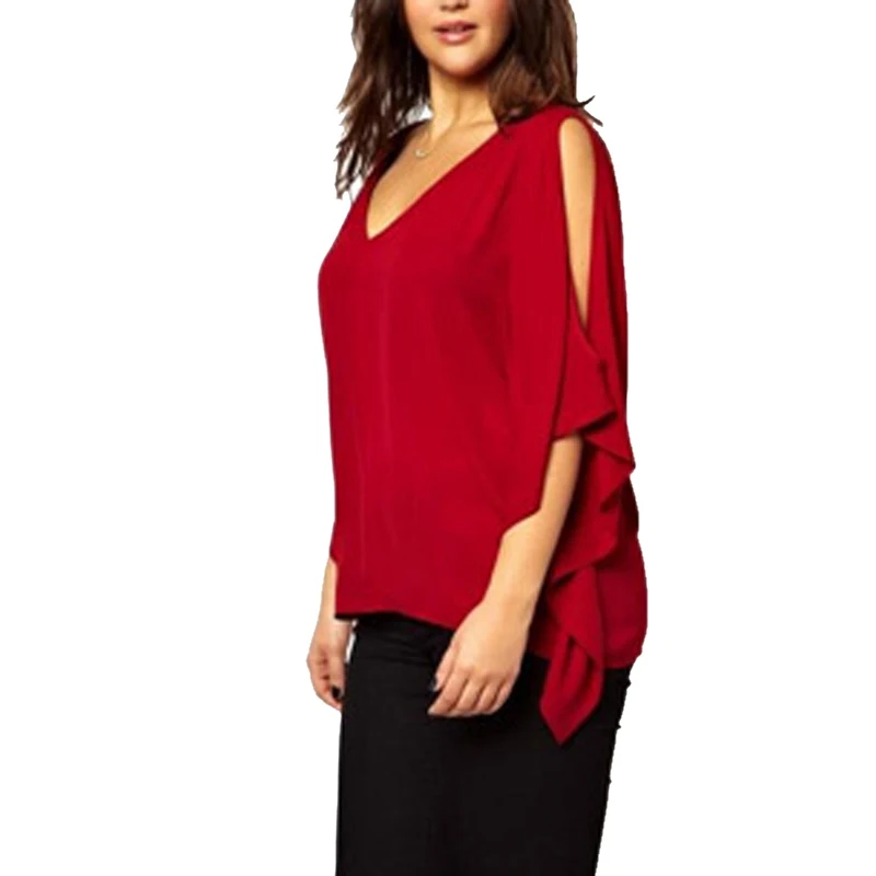 Laamei 2018 Plus Size 6XL Women Casual Loose Chiffon Shirts Sexy Off Shoulder Hollow Out Blouse Slim Summer Spring Blusas Shirt Blouses