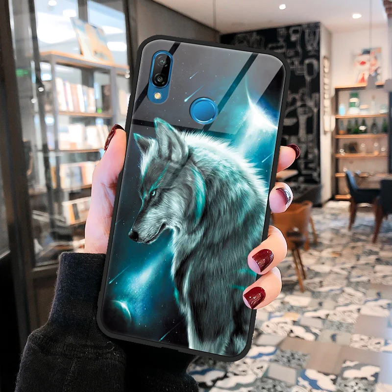 Чехол из закаленного стекла для huawei P9 P10 P20 Plus P30 Pro Lite Wolf Coque для huawei mate 9 10 20 X Lite Pro Y9 TPU чехол