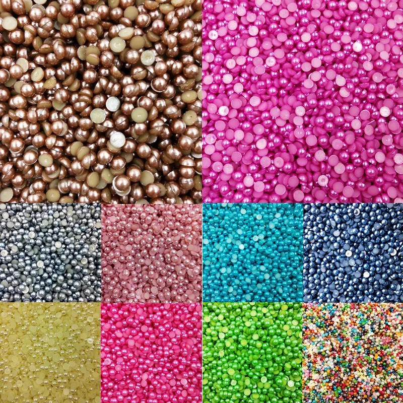 

LNRRABC Sale 3/4/5/6/8/10mm Multicolor Chic Acrylic Beads Half Round For Nail Home Phone Decoration Jewelry Making Supplies
