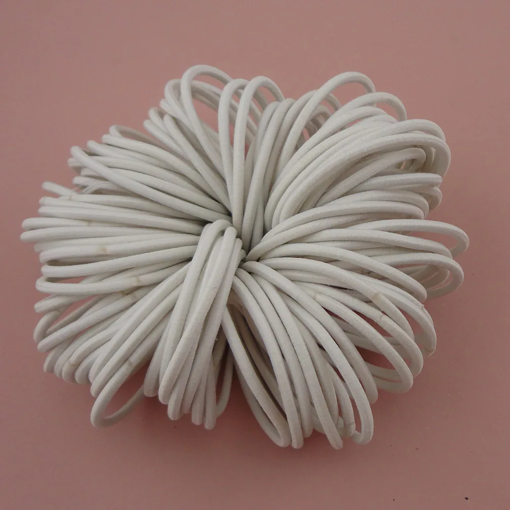 50PCS 3mm White Seamless Elastic Ponytail Holders Hair Bands,Grey Elastic Hair Ties,regular