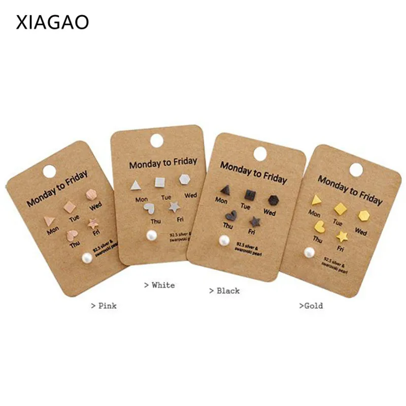 

XIAGAO Sterling Silver Jewelry Stud Earrings Set 925 Sterling Silver Earrings for Women 6 PCS Small Bijouterie 4 Colors CNE001