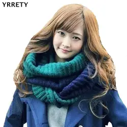 YRRETY зимняя брендовая модная вывязан контрастными градиентные шарфы Для женщин нагрудник палантины Женская зимняя обувь Повседневное