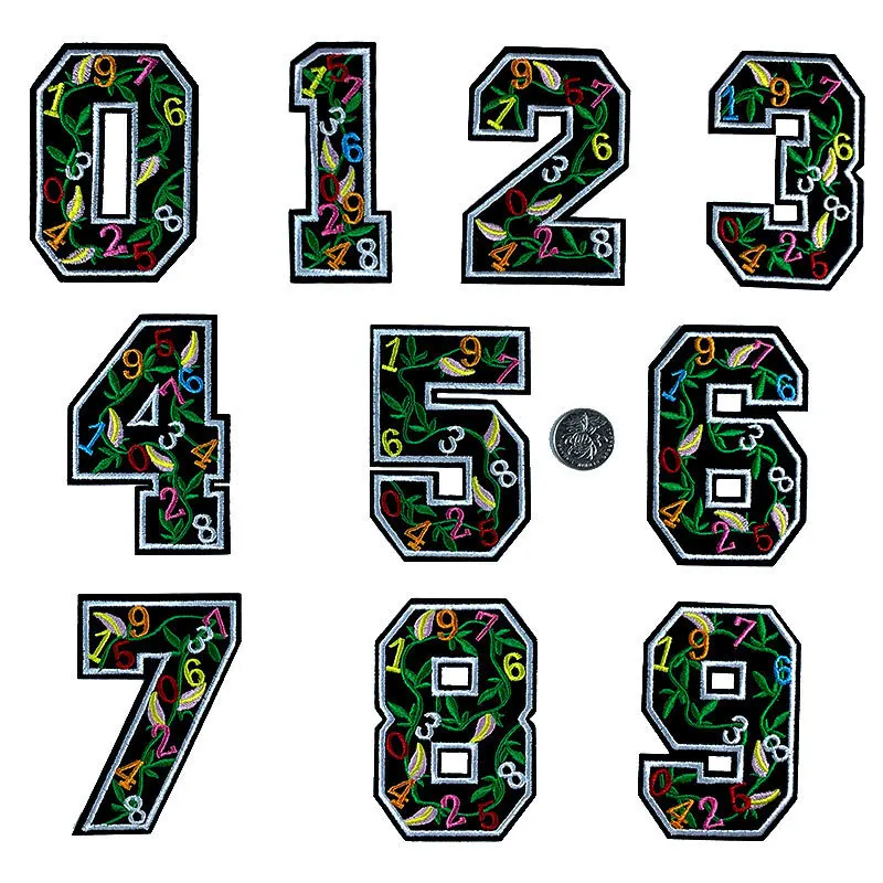 10pcs/lot Number Patches Word Embroidered Iron on Patch Figure Digit for DIY Stripes Motif Appliques Garment Clothes Badges | Дом и сад