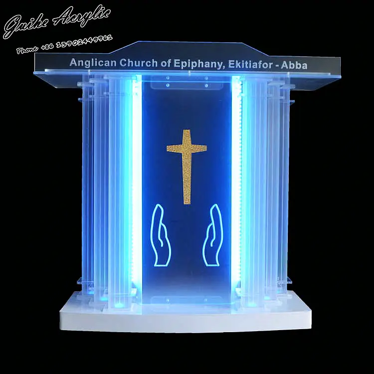 GUIHEYUN Grand акриловая церковная подиумная плексиглас Pulpit Priest Lectern с светодиодный подсветкой