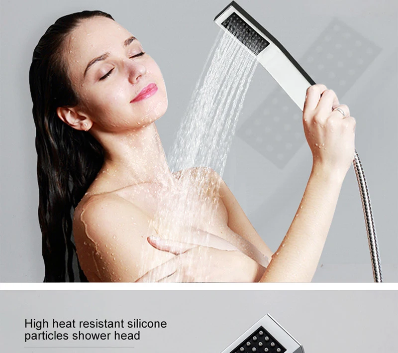 Waterfall LED Shower Faucet Set Contemporary  Bathroom Rain Shower Head  Side Spray  Large Water Flow Bath Valve (19)