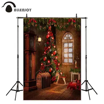 

Allenjoy photo backdrop Christmas tree new year indoor window brown wall vintage natural photos camera fotografica props