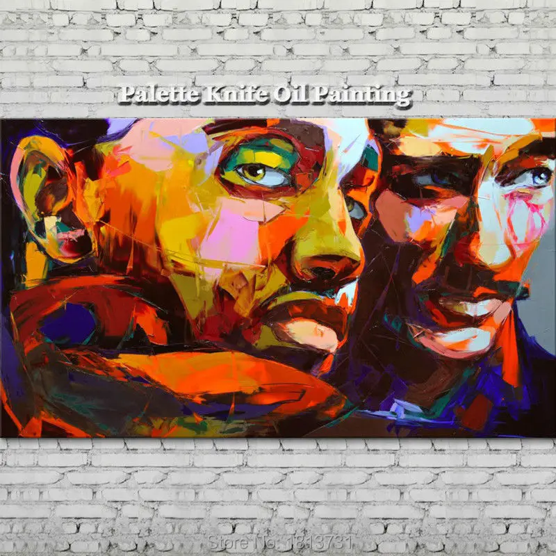 

Hand painted Francoise Nielly Palette knife portrait Face Oil painting Character figure canva wall Art picture 12-27