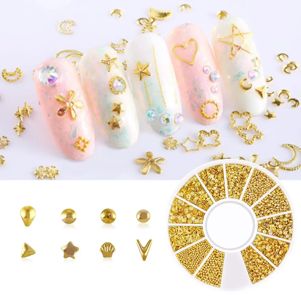 1 лист Nail Art Rhinestone украшения DIY 3D ногтей аксессуары Звезда Луна ажурные ногтей Декоративная заклепка ювелирные изделия