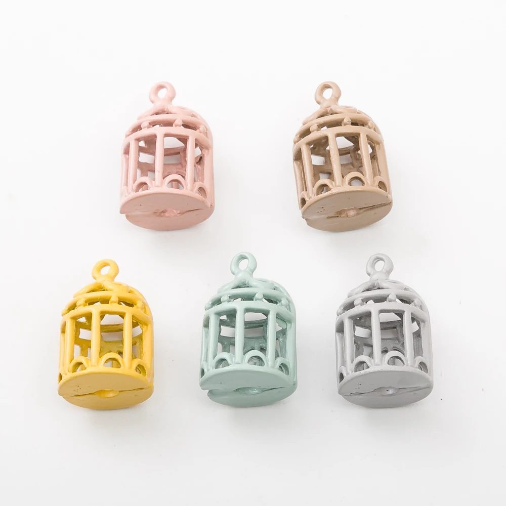 

15pcs Vintage Metal birdcage enamel charms for Jewelry Making 4825