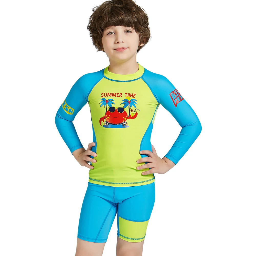 DIVE&SAIL Children Two piece Swimsuit Boys Girls Long Sleeve Swimwear