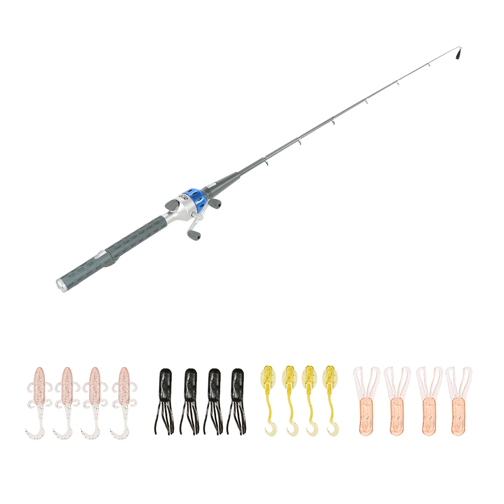 

151cm Mini Folding Fishing Rod Foldable Telescopic Fighing Pole Fishing Rod Reel Combo with Fishing Lures Line Carp