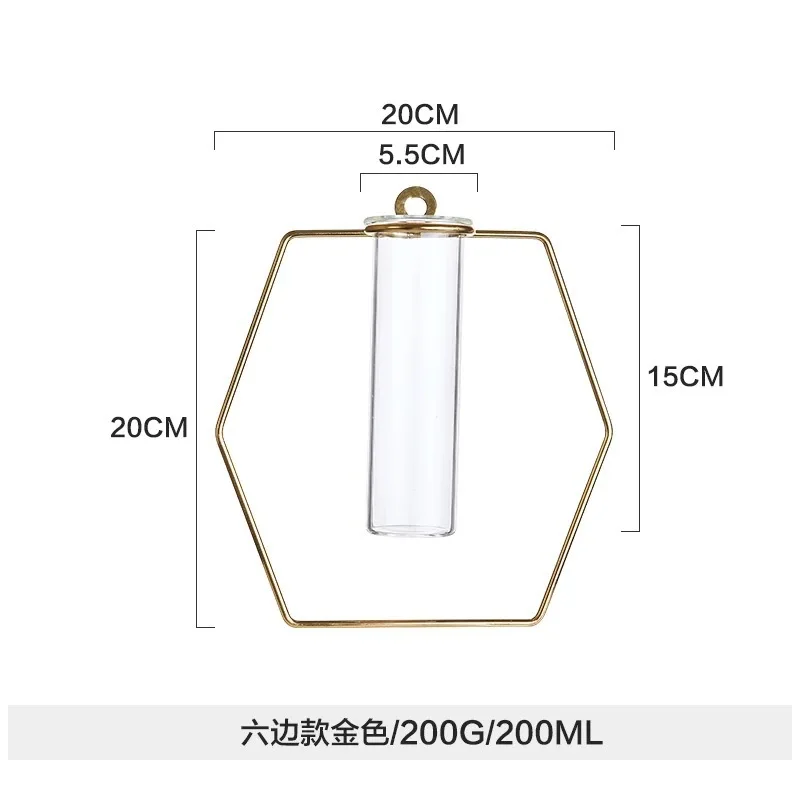 Скандинавском стиле, геометрическая форма, розовое золото, стекло, железо, искусство, цветок, подвесная ваза, настенный держатель, домашнее свадебное украшение для цветов, растений - Цвет: Gold D
