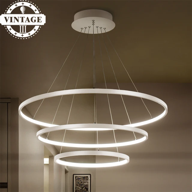 3 Circle Rings 40cm 60cm 80cm Simple Decorative Pendant Lights For 3 Circle Rings 40cm 60cm 80cm Simple Decorative Pendant Lights For Living Room Acrylic Aluminum Body Led Ceiling Lamp Fixtures