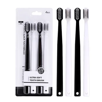 

4Pcs Simple Couple Black Bamboo Toothbrush Eco friendly Brush Tooth Soft Charcoal Toothbrush Nano Tooth Brush for Adults J11