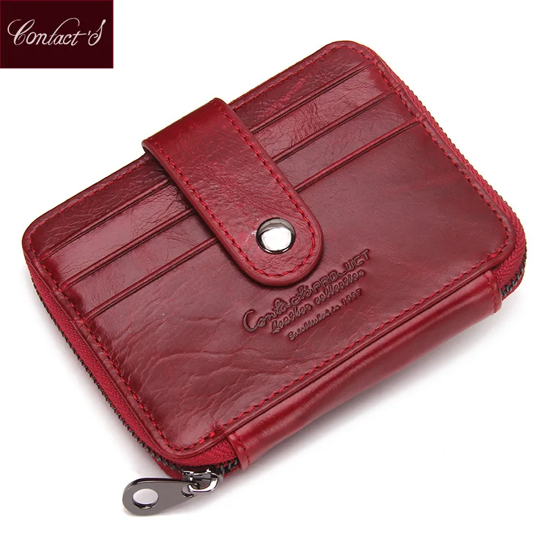 CONTACT&#39;S Genuine Leather Women Credit Card Holder Wallet Lady Cowhide Small Purse Brand Female ...