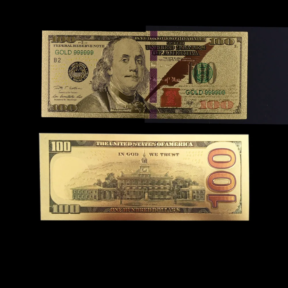 24K Gold plated 100 Dollar Bill Replica Paper Money Currency Banknote Art Com... 